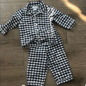 Classic Checkered Kids Pajama Set - Navy and White